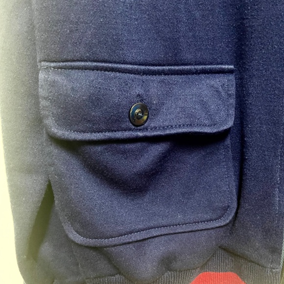 Vintage 70s Nordic Zip Up Sweater Jacket Navy Red White Retro Preppy Chaletcore - Picture 6 of 12